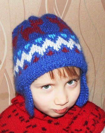 Зимняя шапка спицами для мальчика: схема